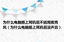 为什么电脑插上耳机后不能用麦克风（为什么电脑插上耳机后没声音）