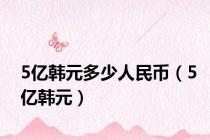 5亿韩元多少人民币（5亿韩元）