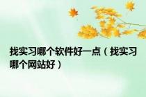 找实习哪个软件好一点（找实习哪个网站好）