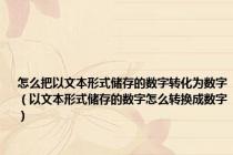 怎么把以文本形式储存的数字转化为数字（以文本形式储存的数字怎么转换成数字）