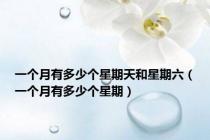 一个月有多少个星期天和星期六（一个月有多少个星期）