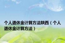 个人退休金计算方法陕西（个人退休金计算方法）