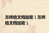 怎样给文档加密（怎样给文档加密）