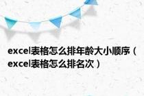 excel表格怎么排年龄大小顺序（excel表格怎么排名次）