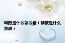 帧数是什么怎么看（帧数是什么意思）