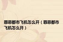 罪恶都市飞机怎么开（罪恶都市飞机怎么开）