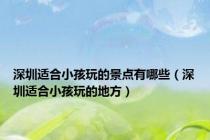 深圳适合小孩玩的景点有哪些（深圳适合小孩玩的地方）