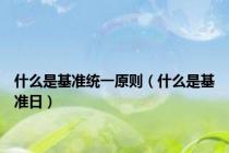 什么是基准统一原则（什么是基准日）