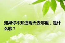 如果你不知道明天去哪里，是什么歌？