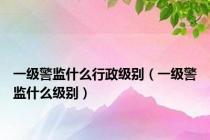 一级警监什么行政级别（一级警监什么级别）