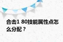 合击1 80技能属性点怎么分配？