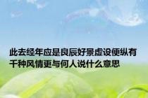 此去经年应是良辰好景虚设便纵有千种风情更与何人说什么意思