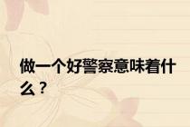 做一个好警察意味着什么？