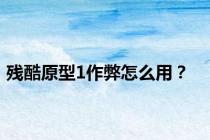 残酷原型1作弊怎么用？