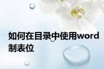 如何在目录中使用word制表位