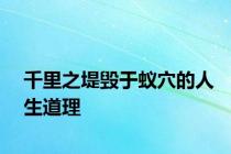 千里之堤毁于蚁穴的人生道理
