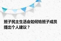 班子民主生活会如何给班子成员提出个人建议？