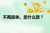 不再孤单。是什么歌？