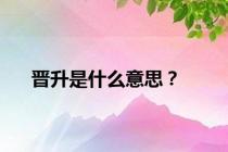 晋升是什么意思？