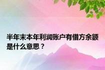 半年末本年利润账户有借方余额是什么意思？