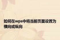 如何在wps中将当前页面设置为横向或纵向