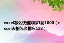 excel怎么快速排序1到1000（excel表格怎么排序123）