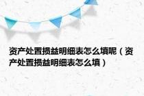 资产处置损益明细表怎么填呢（资产处置损益明细表怎么填）