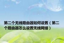 第二个无线路由器如何设置（第二个路由器怎么设置无线网络）