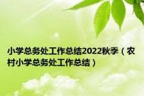 小学总务处工作总结2022秋季（农村小学总务处工作总结）