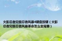 火影忍者究极忍者风暴4键盘按键（火影忍者究极忍者风暴革命怎么变尾兽）
