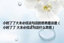 小时了了大未必佳这句话的意思是这是（小时了了 大未必佳这句话什么意思）