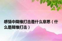感情中降维打击是什么意思（什么是降维打击）
