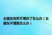 女朋友突然不理你了怎么办（女朋友不理我怎么办）