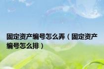 固定资产编号怎么弄（固定资产编号怎么排）