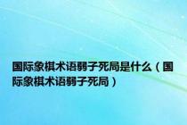 国际象棋术语弱子死局是什么（国际象棋术语弱子死局）