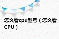 怎么看cpu型号（怎么看CPU）