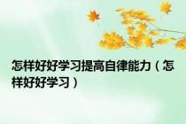 怎样好好学习提高自律能力（怎样好好学习）