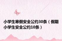 小学生寒假安全公约30条（假期小学生安全公约10条）