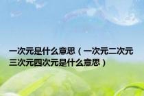 一次元是什么意思（一次元二次元三次元四次元是什么意思）