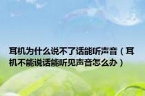 耳机为什么说不了话能听声音（耳机不能说话能听见声音怎么办）