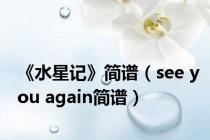 《水星记》简谱（see you again简谱）