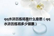 qq水浒历练将是什么意思（qq水浒历练将多少银票）