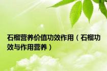 石榴营养价值功效作用（石榴功效与作用营养）