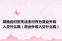 其他应付款无法支付作为营业外收入交什么税（营业外收入交什么税）