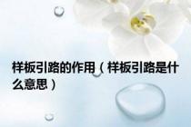 样板引路的作用（样板引路是什么意思）