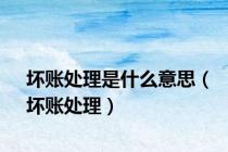 坏账处理是什么意思（坏账处理）
