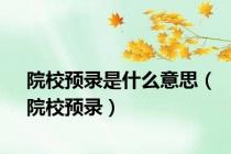 院校预录是什么意思（院校预录）