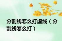 分割线怎么打虚线（分割线怎么打）