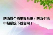 陕西省个税申报系统（陕西个税申报系统下载官网）