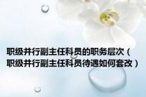 职级并行副主任科员的职务层次（职级并行副主任科员待遇如何套改）